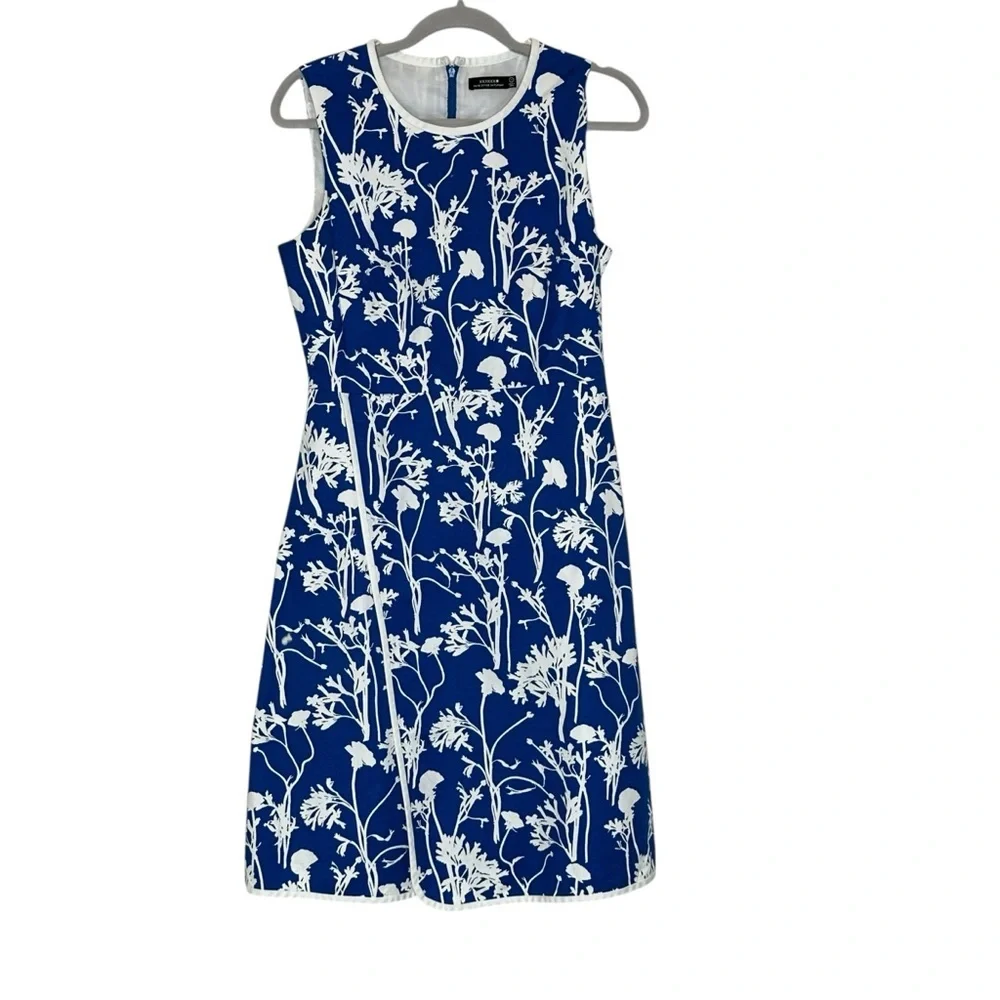 Kate Spade Saturday Blue White Floral Poppy Faux Wrap Dress | 8